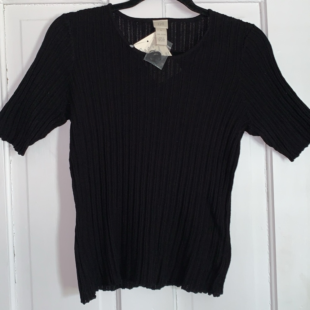 J.Jill Short Sleeved Sweater SIZE Medium Black 100%Cotton